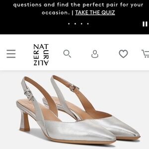 NATURALIZER Women's Dalary Silver Slingback Heels, Size 8 Wide, New in Box